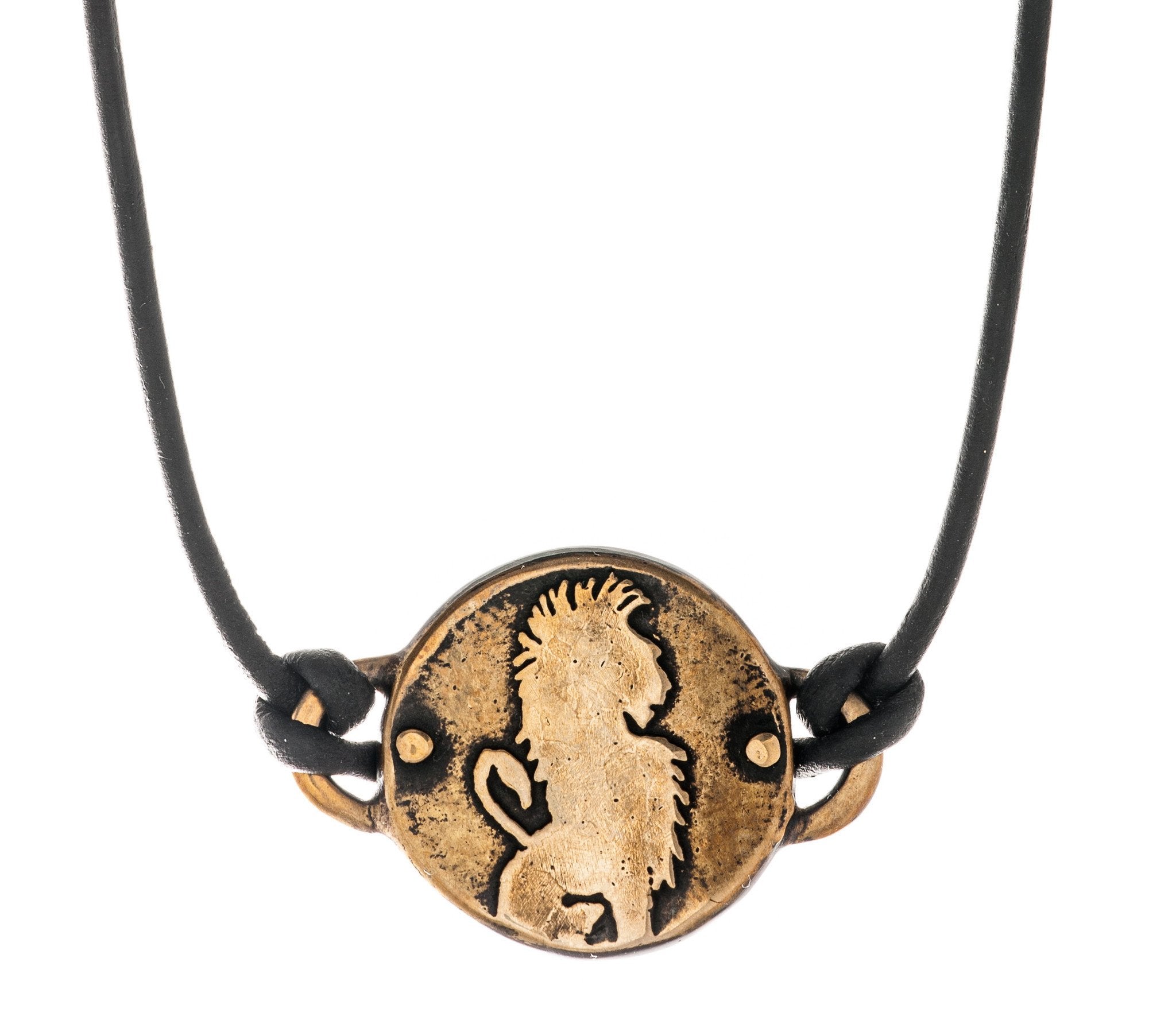 Bronze Lion Medallion Necklace