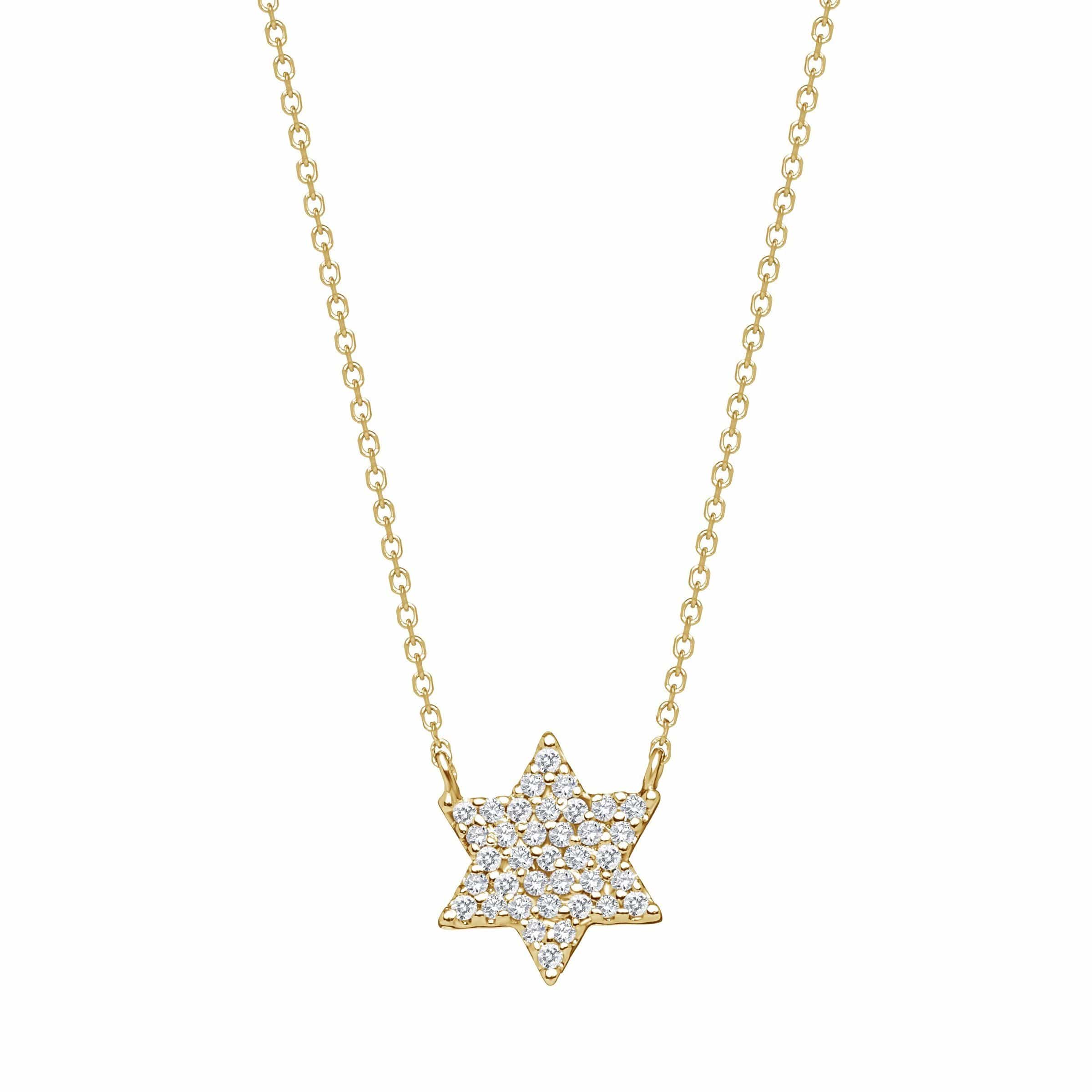 Diamond Star of David Necklace - Gold. White Gold or Rose Gold