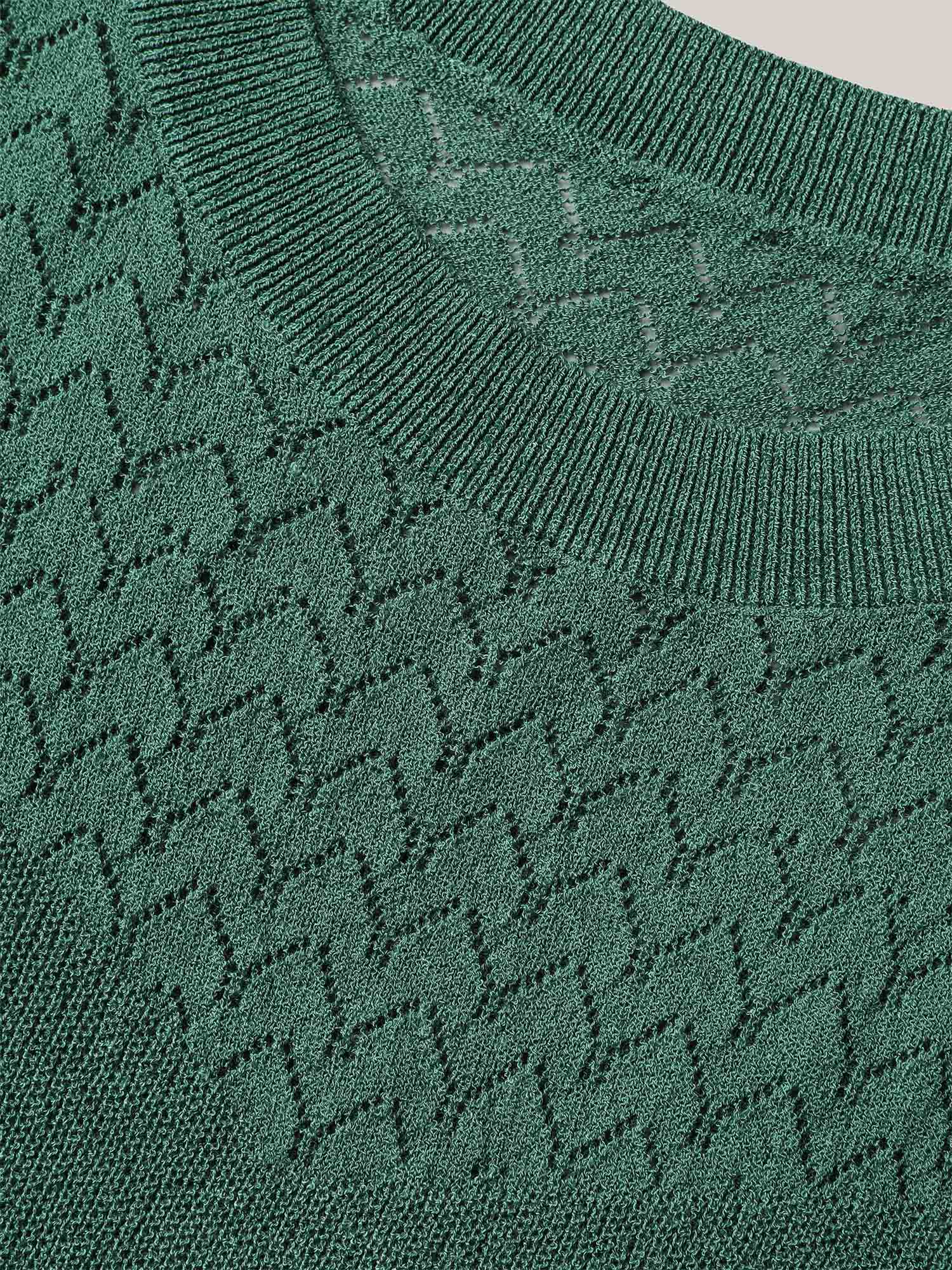 Cut-Out Textured Ribbed Hem Pullover
