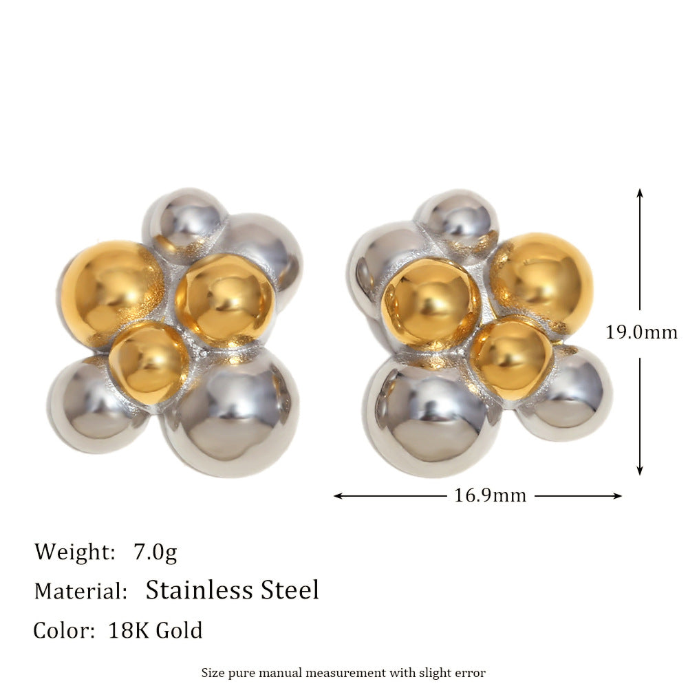 Fashionable Niche Geometric Lobster Hoop Grape Earrings Stainless Steel 18K Gold Plated Angel Earrings