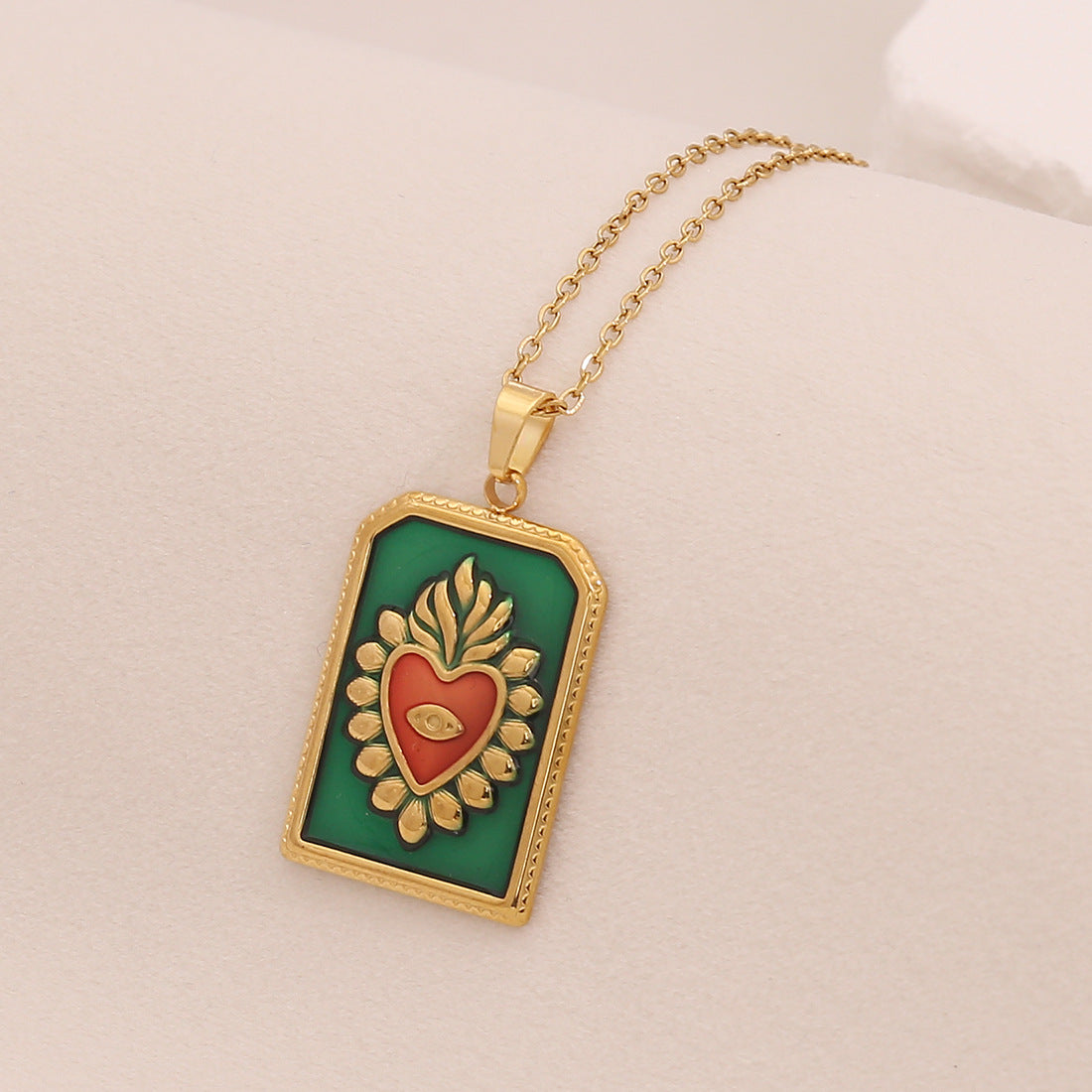 Multi-Color Love Tarot Pendant Necklace Personalized Stainless Steel Necklace N1539