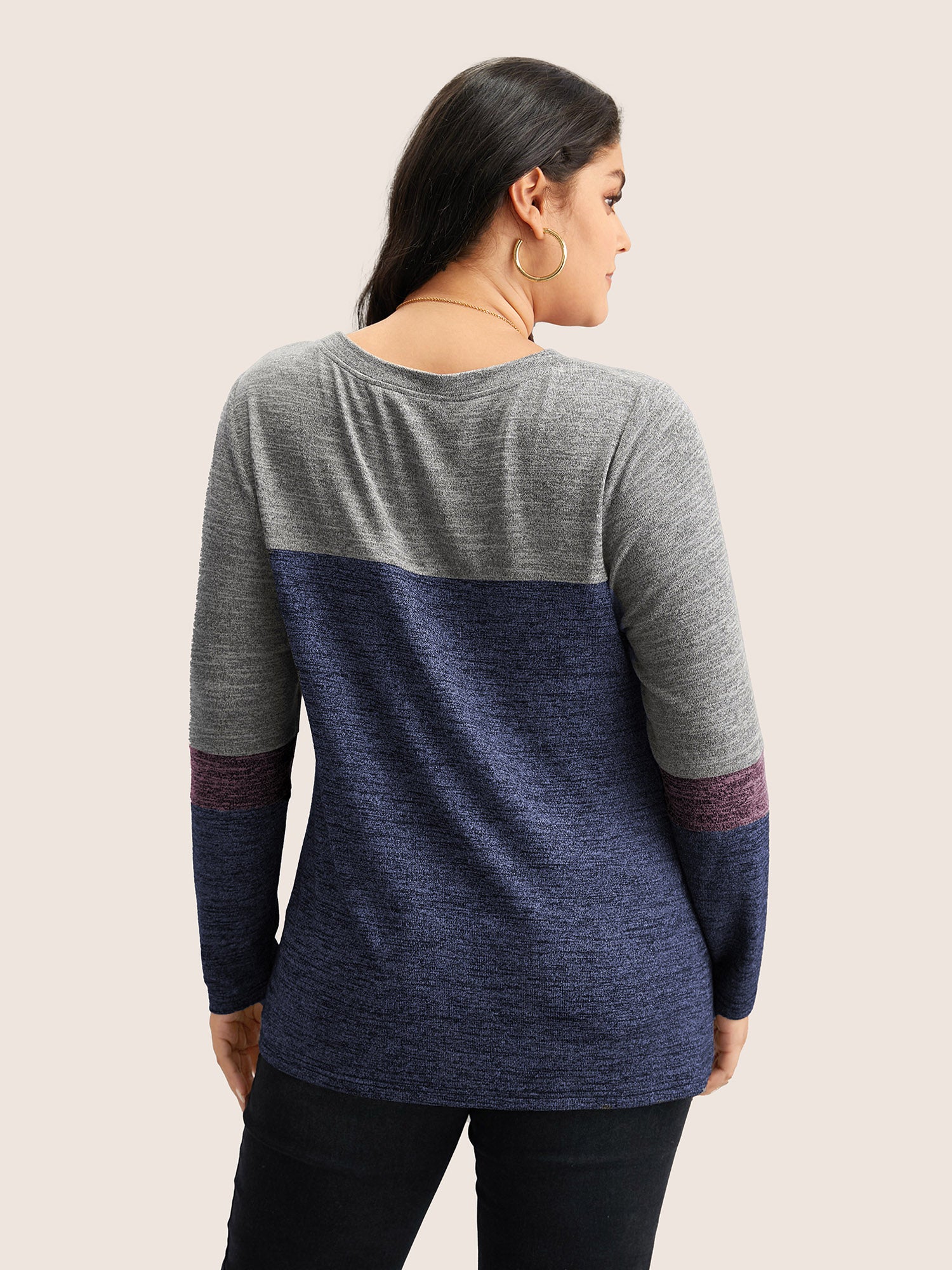 Heather Colorblock Contrast Crew Neck T-shirt