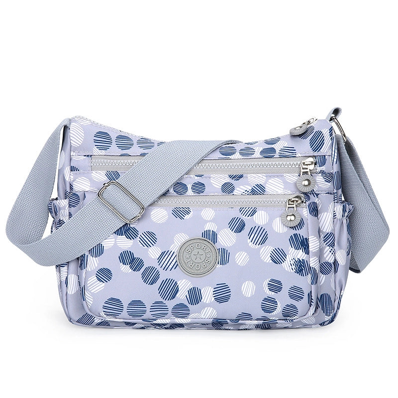 Women's Medium Oxford Cloth Round Dots Streetwear Square Zipper Crossbody Bag