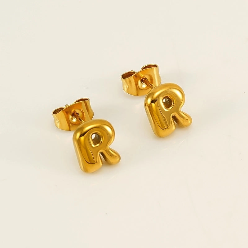 1 Piece Minimalist Classic Style Letter Plating 304 Stainless Steel 18K Gold Plated Ear Studs
