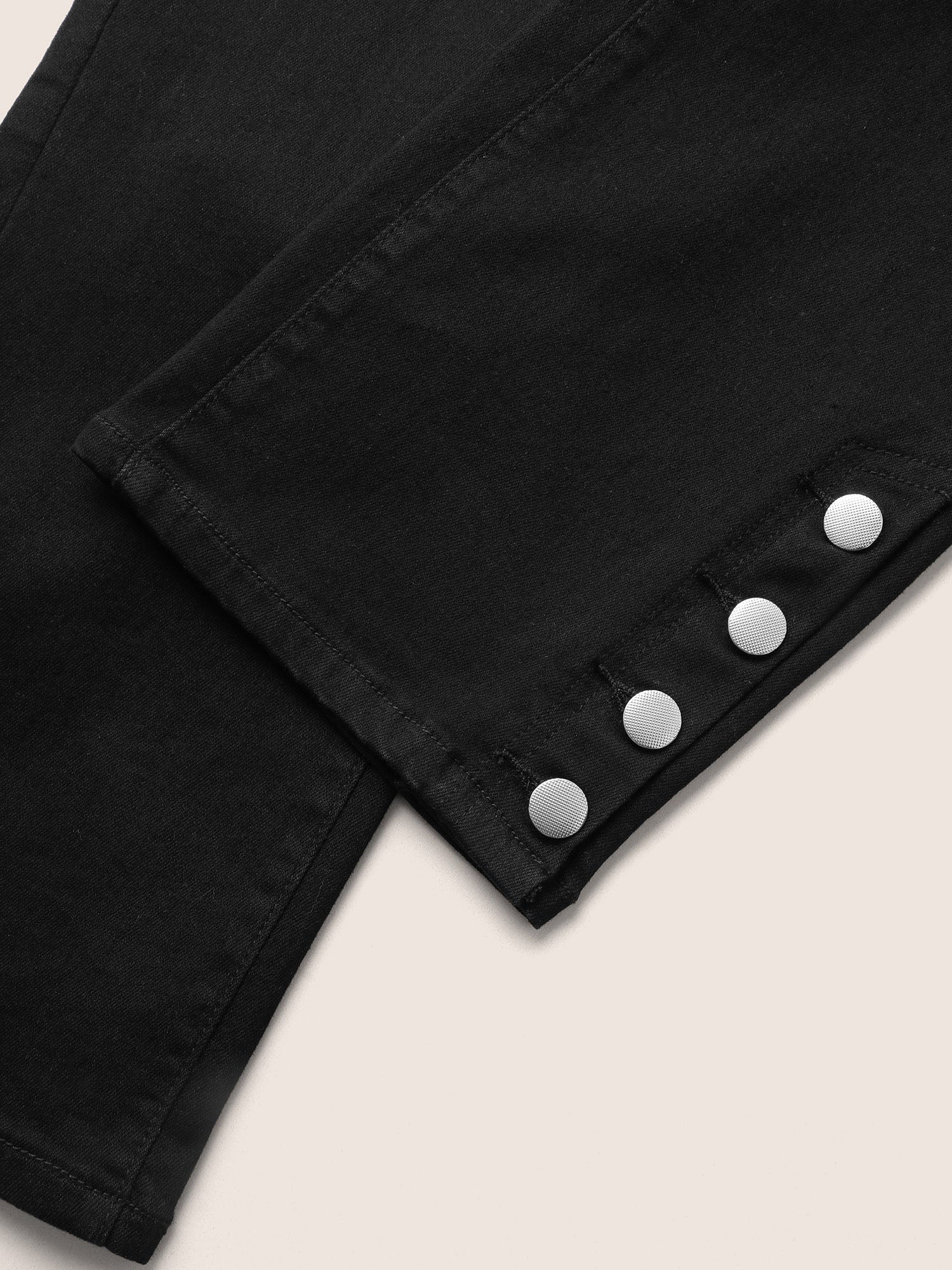 Black Wash Button Detail Elastic Wais Slim Jeans