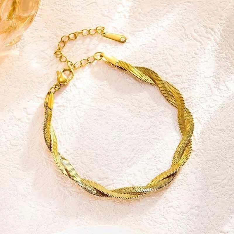 Casual Minimalist Classic Style Geometric Titanium Steel 18K Gold Plated Jewelry Set
