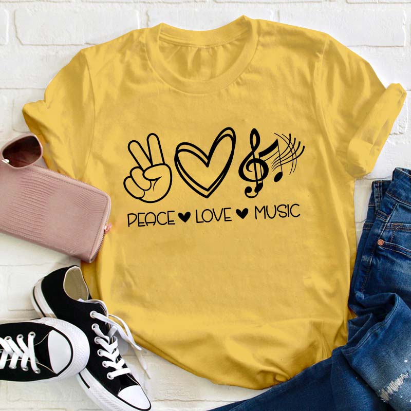 Peace Love Music Teacher T-Shirt