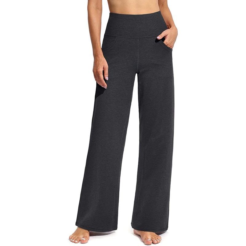 Women Wide Leg Yoga Pants High Waist Stretch Workout Sweatpants With Pockets Casual Straight Leg Pants