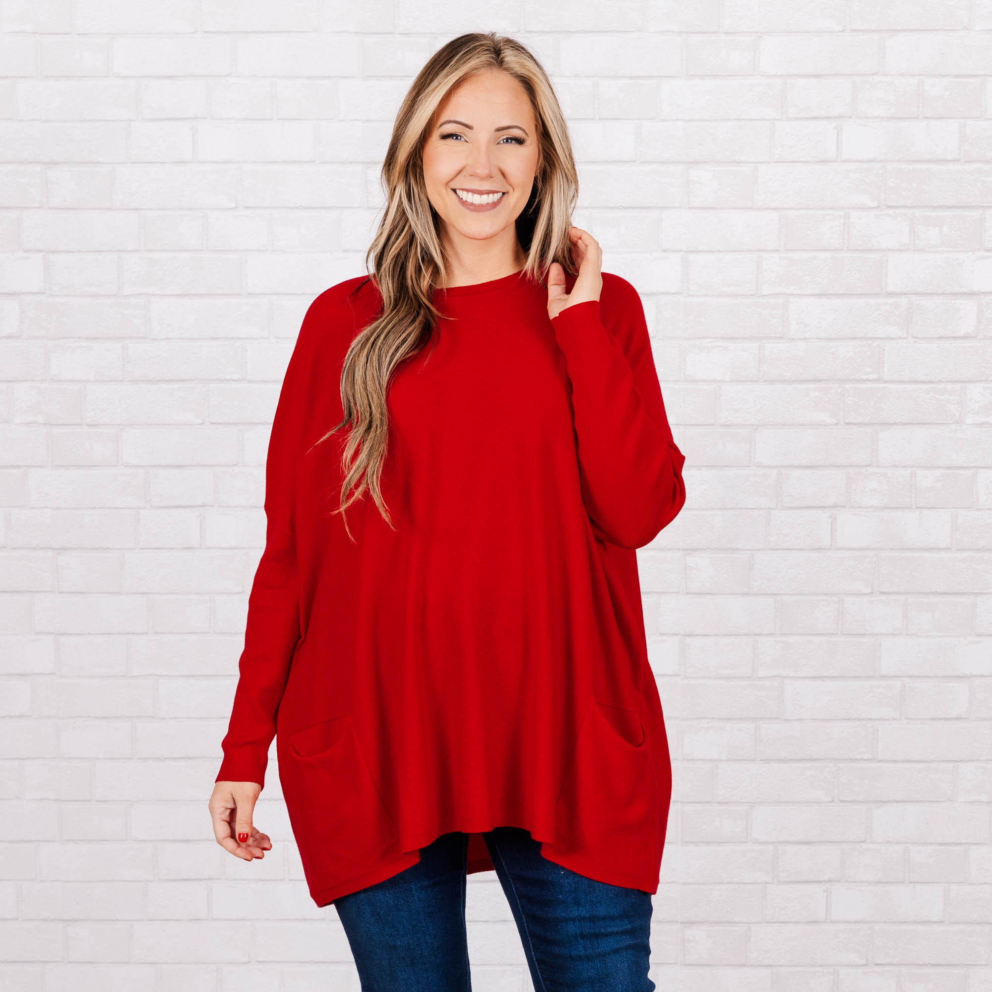 Snow Whispers Tunic. Red