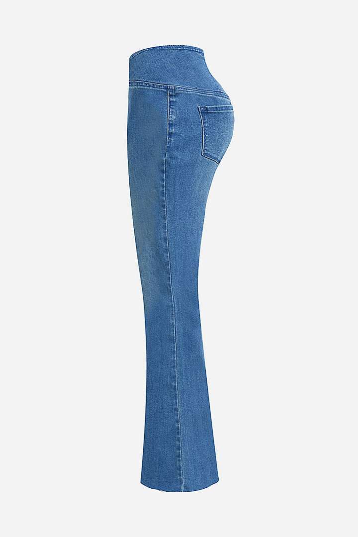🔥Promotion-Wash Wrap Mid Rise Stretchy Flare Jeans