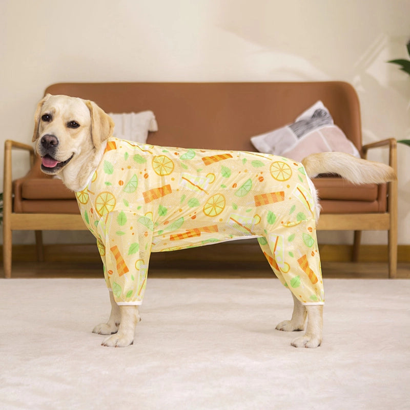 Spring And Autumn Summer Mesh Print Labrador Dog Golden Retriever Medium And Large Dog Four-Legged Pet Dog Clothes