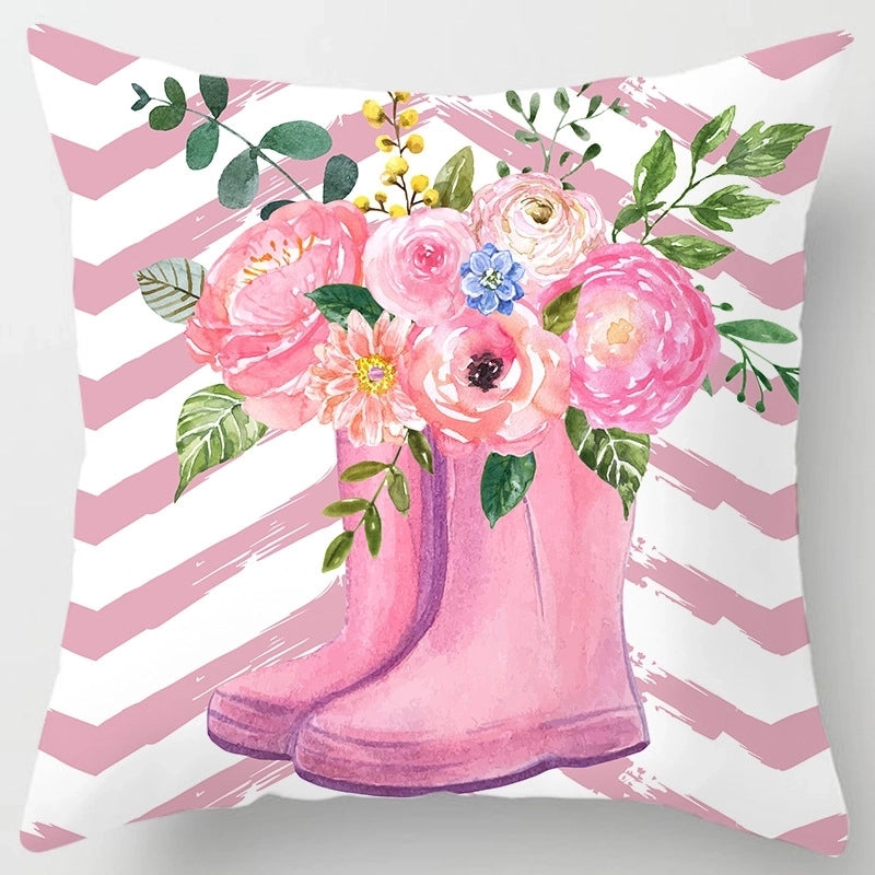 Sweet Minimalist Classic Style Letter Color Block Fibre Peach Skin Pillow Cases