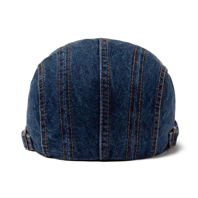 Spring And Autumn Men's Washed Denim Beret Pure Cotton Sunshade Cap Women's British Style Retro Forward Hat