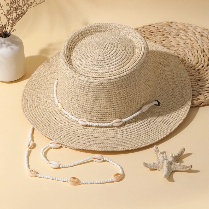 Women's Elegant Minimalist Solid Color Flat Eaves Straw Hat