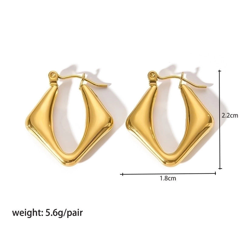 1 Pair Modern Style Round Heart Shape 304 Stainless Steel 18K Gold Plated Hoop Earrings