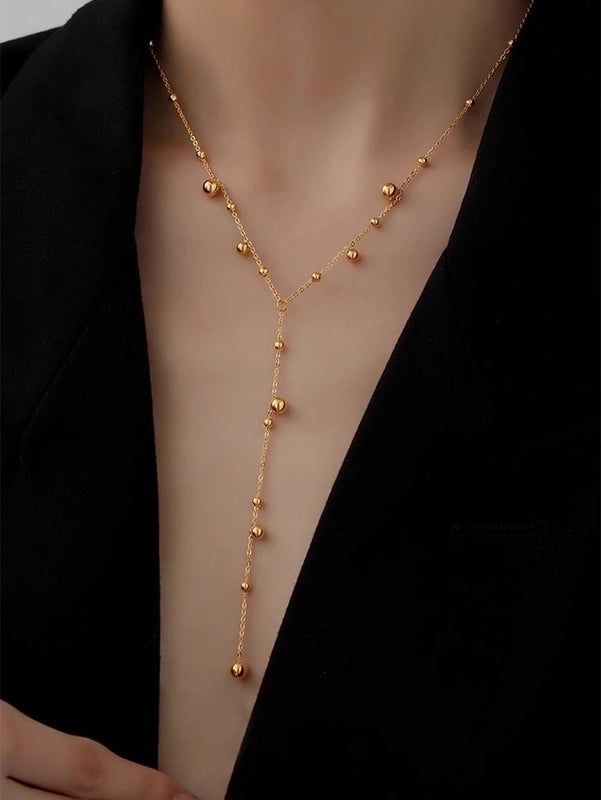Copper Minimalist Inlay Round Zircon Solitaire Necklace