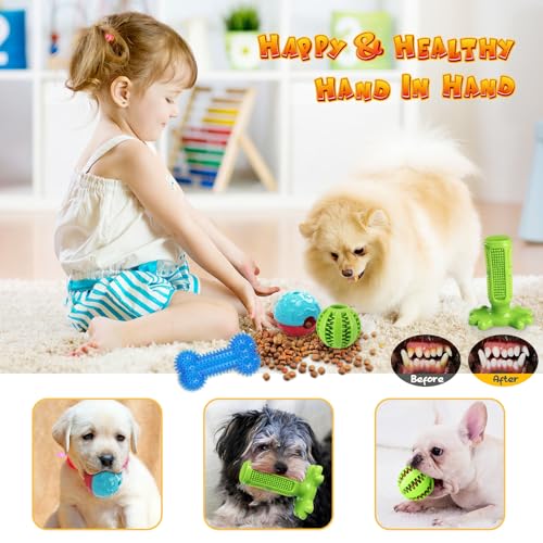 KIPRITII Dog Chew Toys for Puppy - 23 Pack Puppies Teething Chew Toys for Boredom. Pet Dog Toothbrush Chew Toys with Rope Toys. Treat Balls and Dog Squeaky Toy for Puppy and Small Dogs