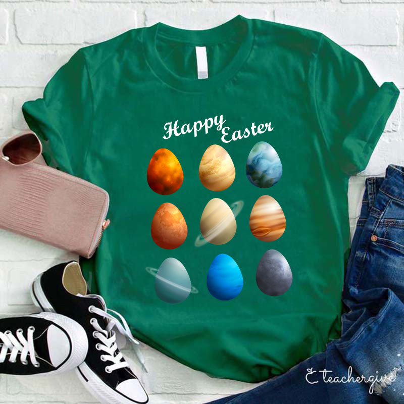 Happy Easter Planets Teacher T-Shirt