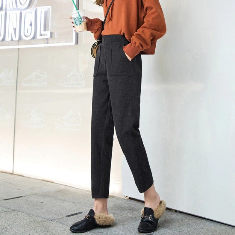 Vintage Winter Woolen Pants For Women