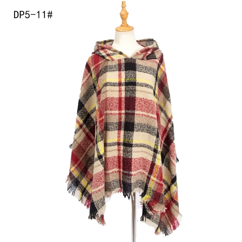 Women's Streetwear Plaid Polyester Tassel Shawl