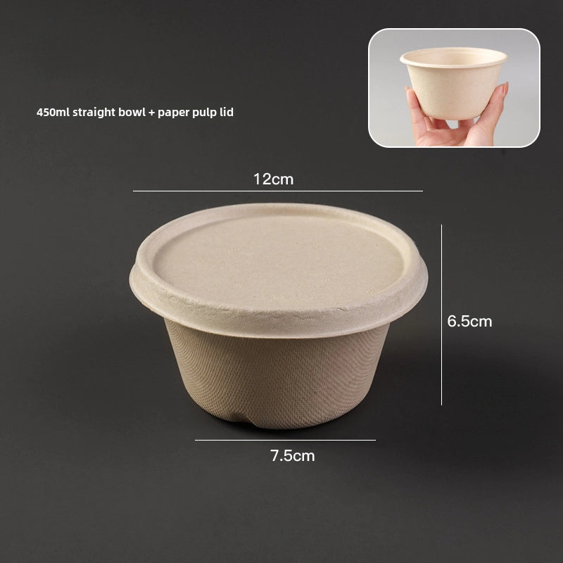 Disposable Paper Bowl Tableware Set Paper Bowl Commercial Household Bowl Degradable Whole Box Disposable Round Bowl