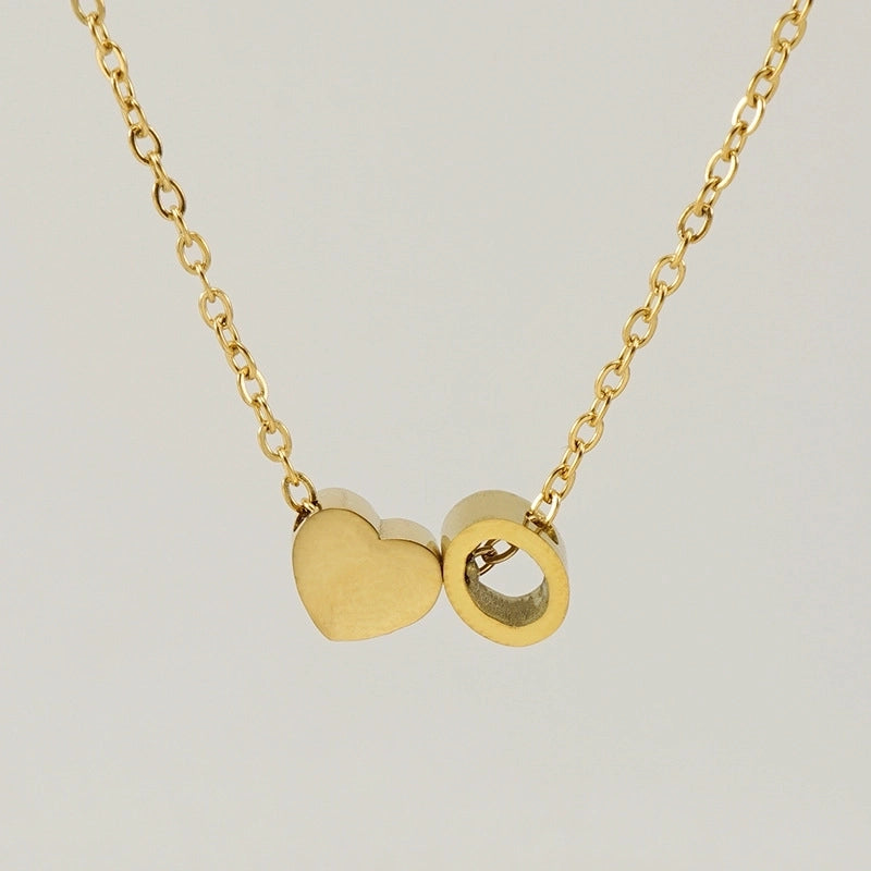 Fashion Letter Heart Shape 304 Stainless Steel 18K Gold Plated Gold Plated Stainless Steel Necklaces