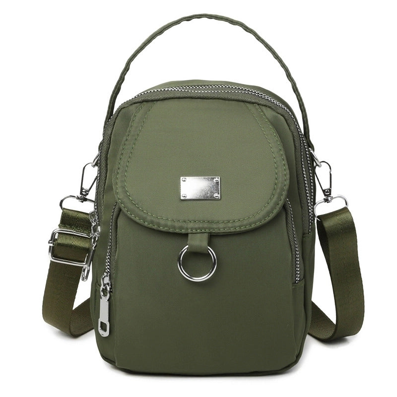 Women's Small Nylon Solid Color Basic Zipper Shoulder Bag
