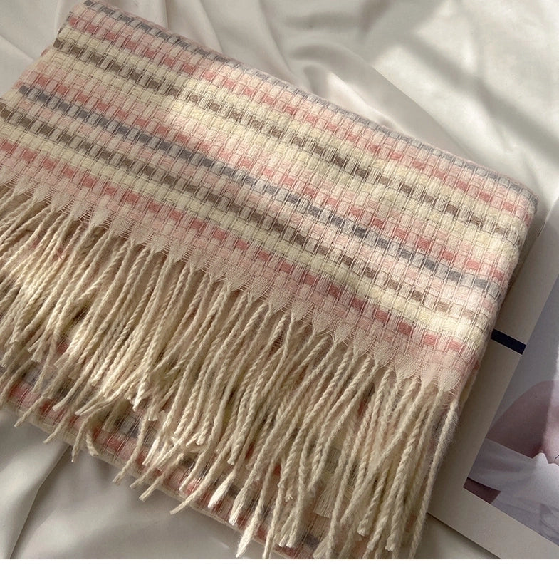 Women's Fashion Lattice Polyester Tassel Winter Scarves