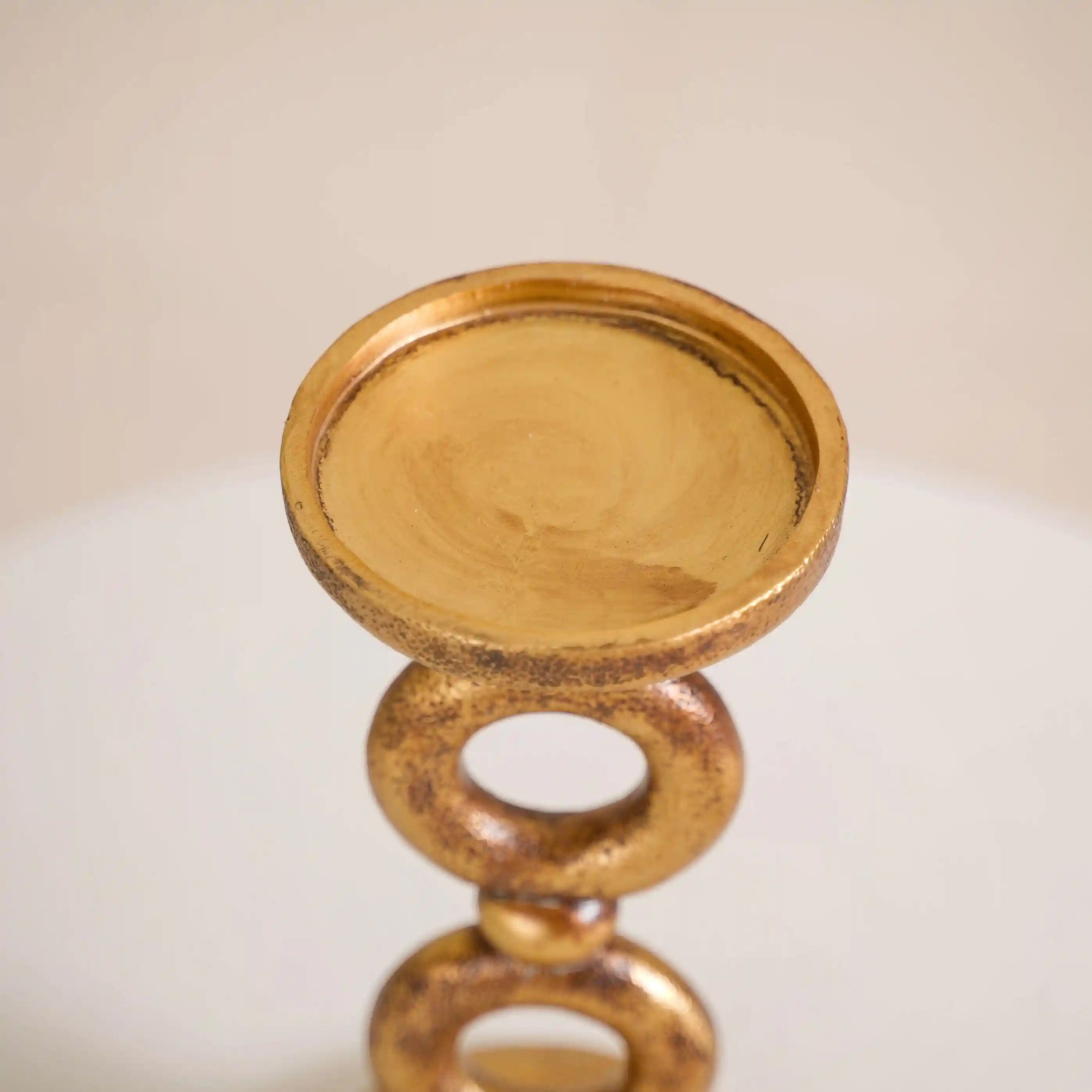 Antique Finish Rings Candle Stand Gold