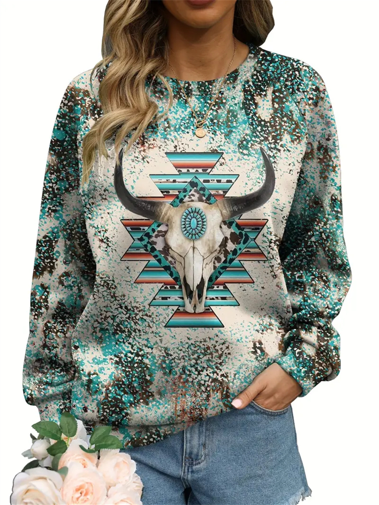 Vintage Western Cow Print Sweatshirt