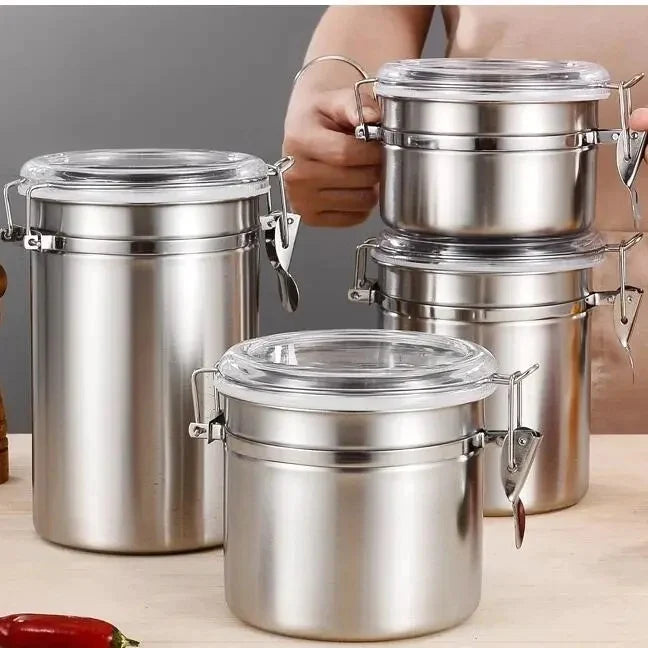 4X PIECES STAINLESS STEEL JAR SET