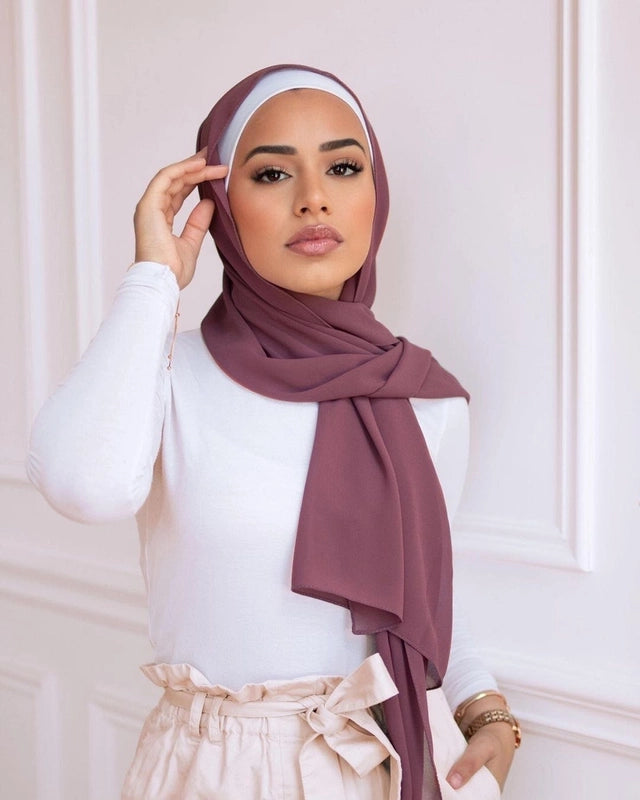 Women's Casual Elegant Minimalist Solid Color Chiffon Printing And Dyeing Hijab