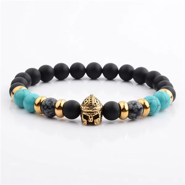 8MM Lava Stone Natural Stone Bracelet Stainless Steel Skull Rose Gold Plated bead bracelet for men