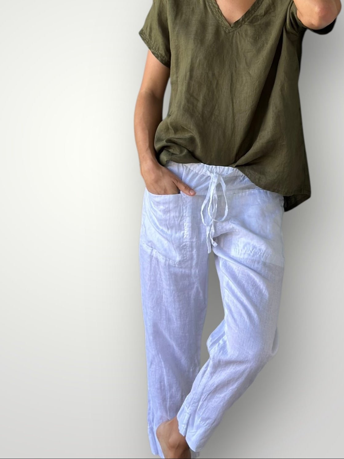darcy pant - white linen