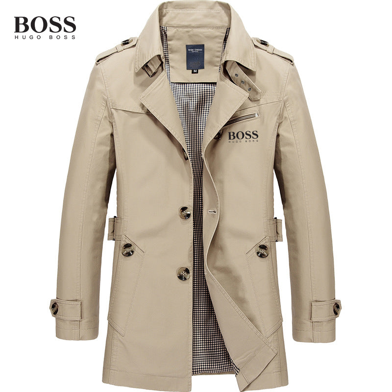 BOSS Men-s Classic Trench Coat with Pocket