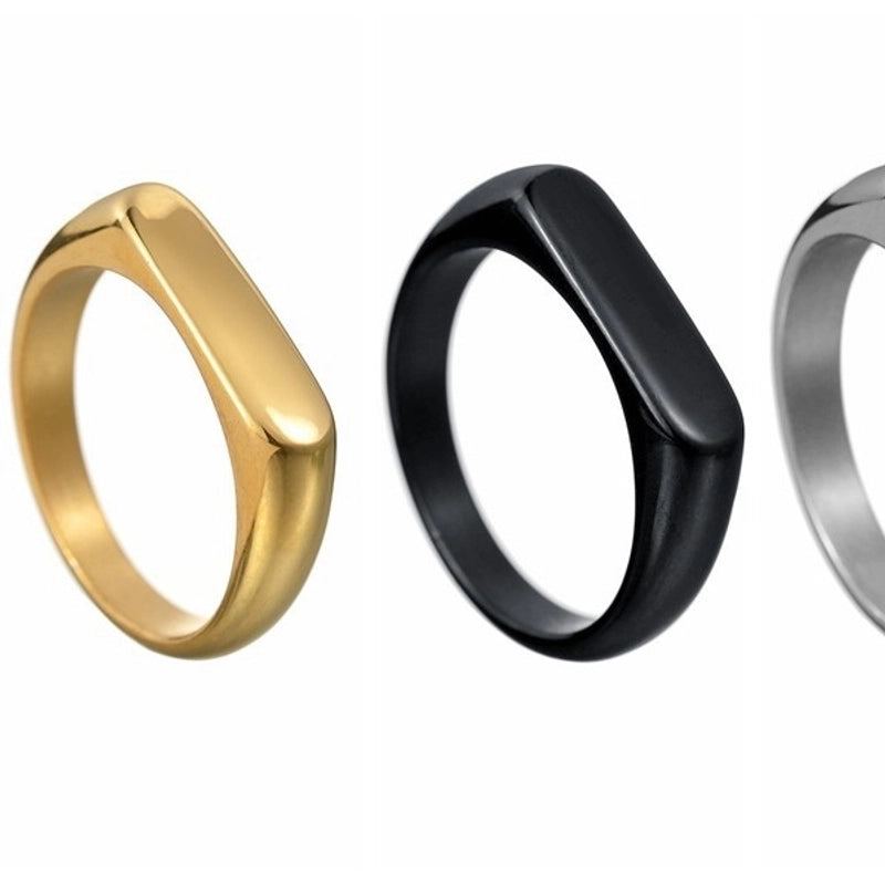 Hip-Hop Retro Solid Color Titanium Steel Plating Rings
