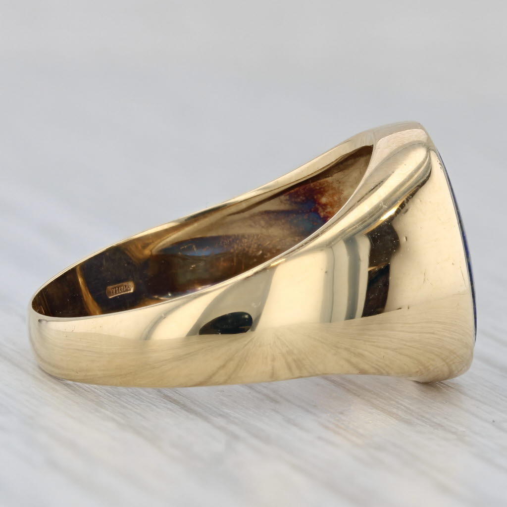 Lapis Lazuli Oval Blue Stone Ring 18k Yellow Gold Size 11.25
