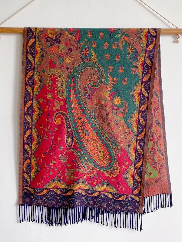 New Ethnic Style Vintage Tassel Shawl Autumn And Winter External Dual-Use Scarf Women's Travel Vacation Photo Cape