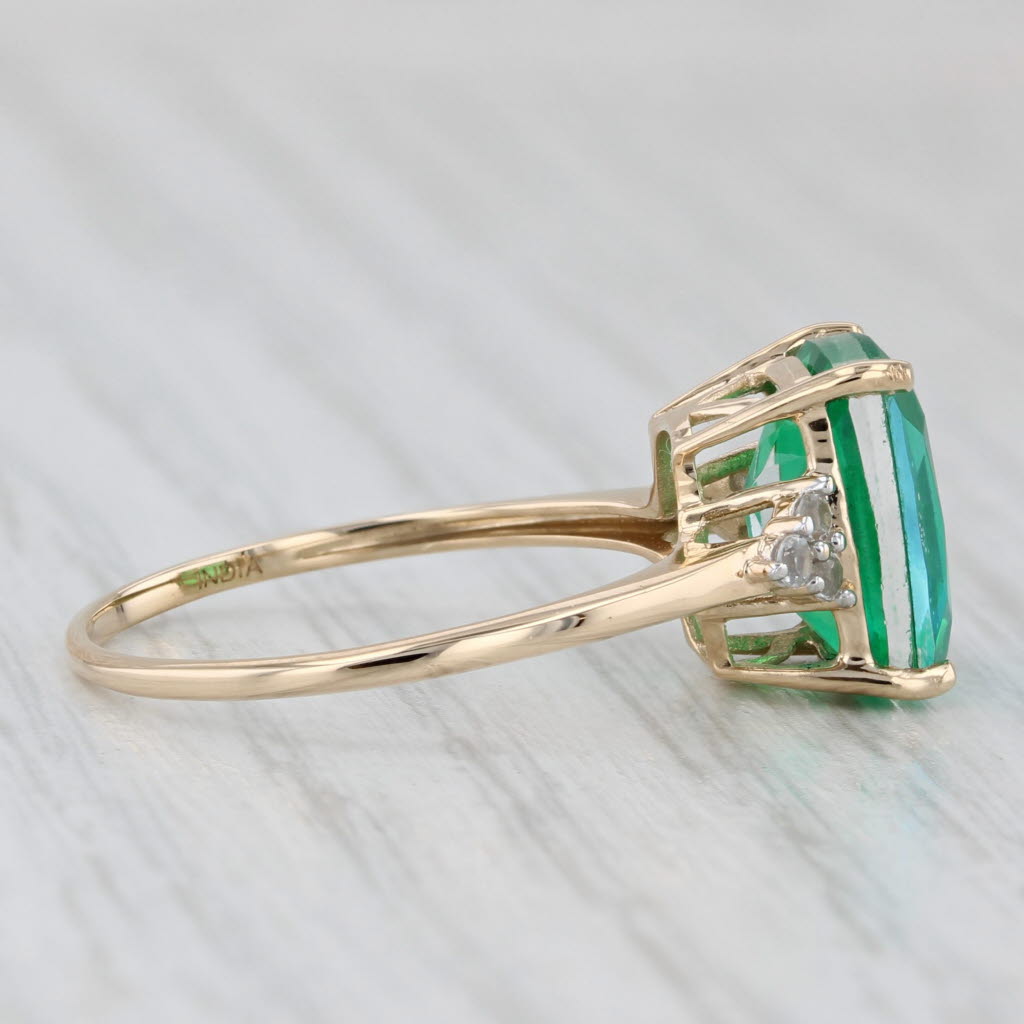 Blue Green Lab Created Quartz Glass Doublet Topaz Ring 14k Yellow Gold Size 7