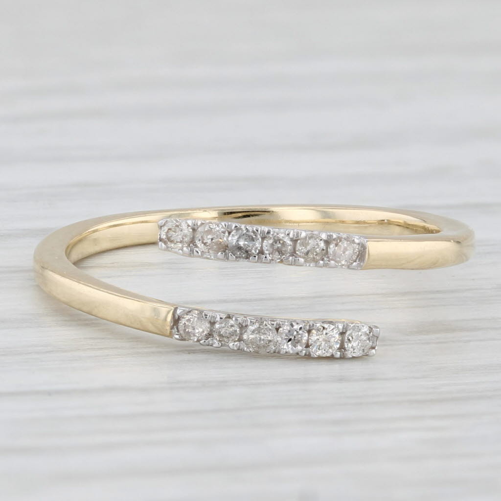 0.18ctw Diamond Bypass Ring 14k Yellow Gold Size 6 Adjustable