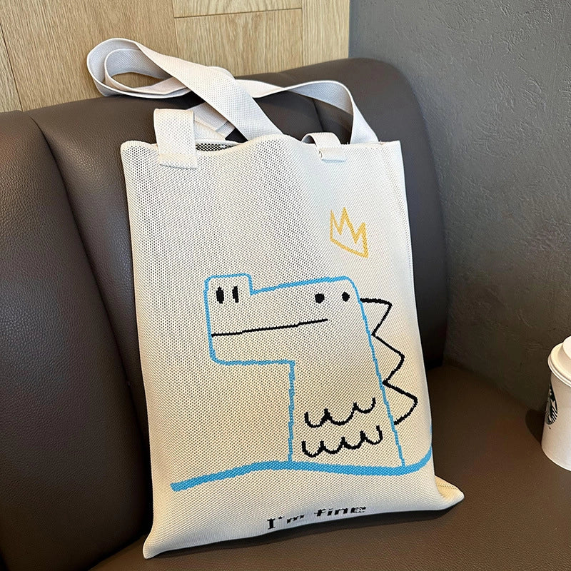 New Cartoon Sheep Knitted Shoulder Bag Women's High-grade Large Capacity Niche Casual Hand Bag Messenger Bag