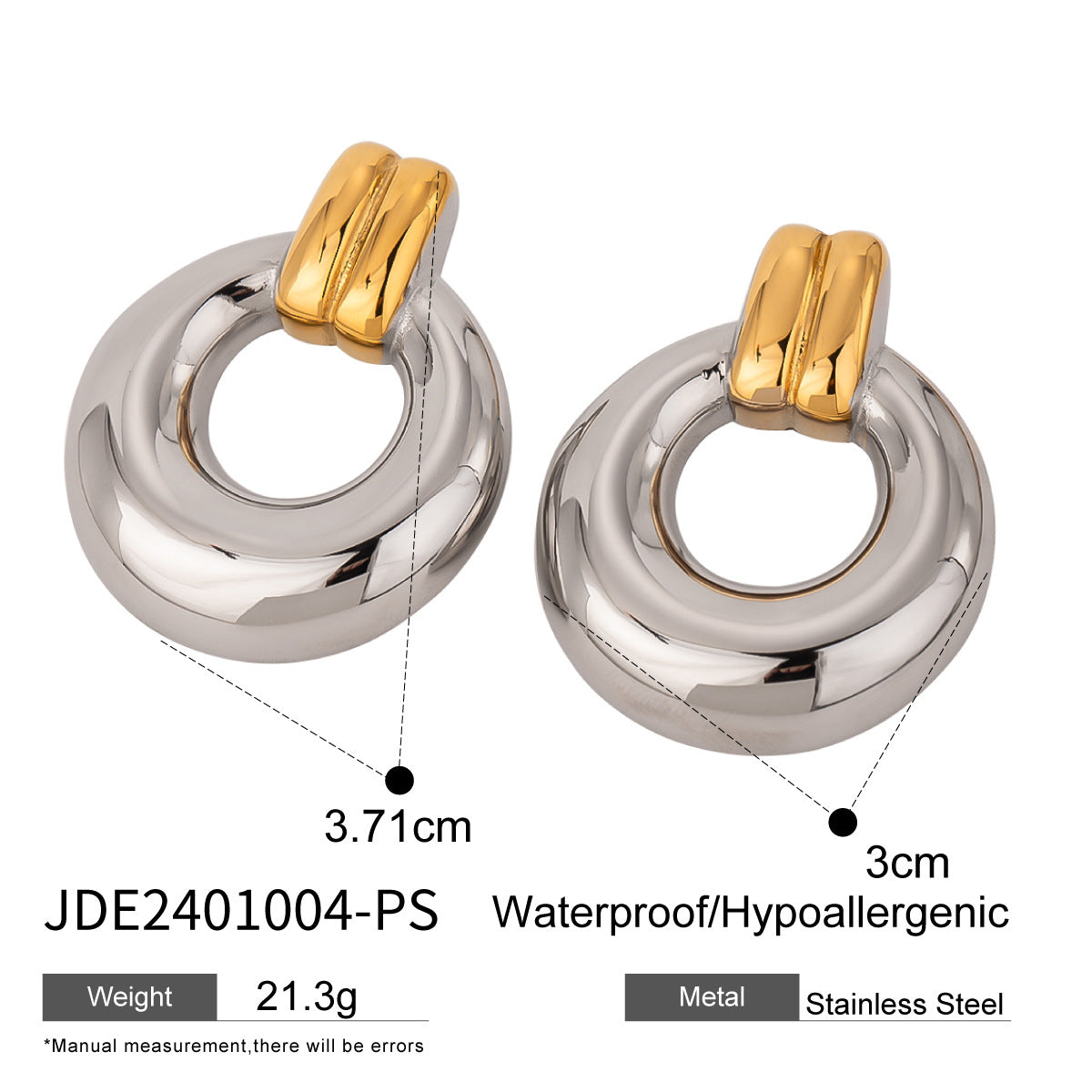Jie Ding Color Matching Stainless Steel Hoop Earrings Niche Earrings Titanium Steel Earrings Earrings
