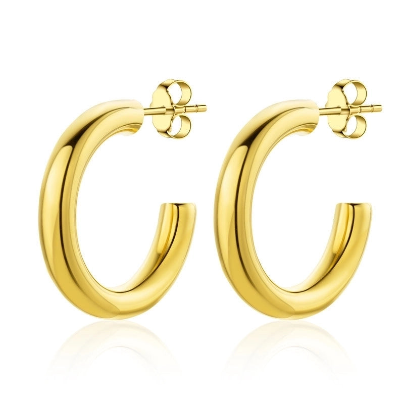 1 Pair Minimalist C Shape Polishing Stainless Steel Ear Studs