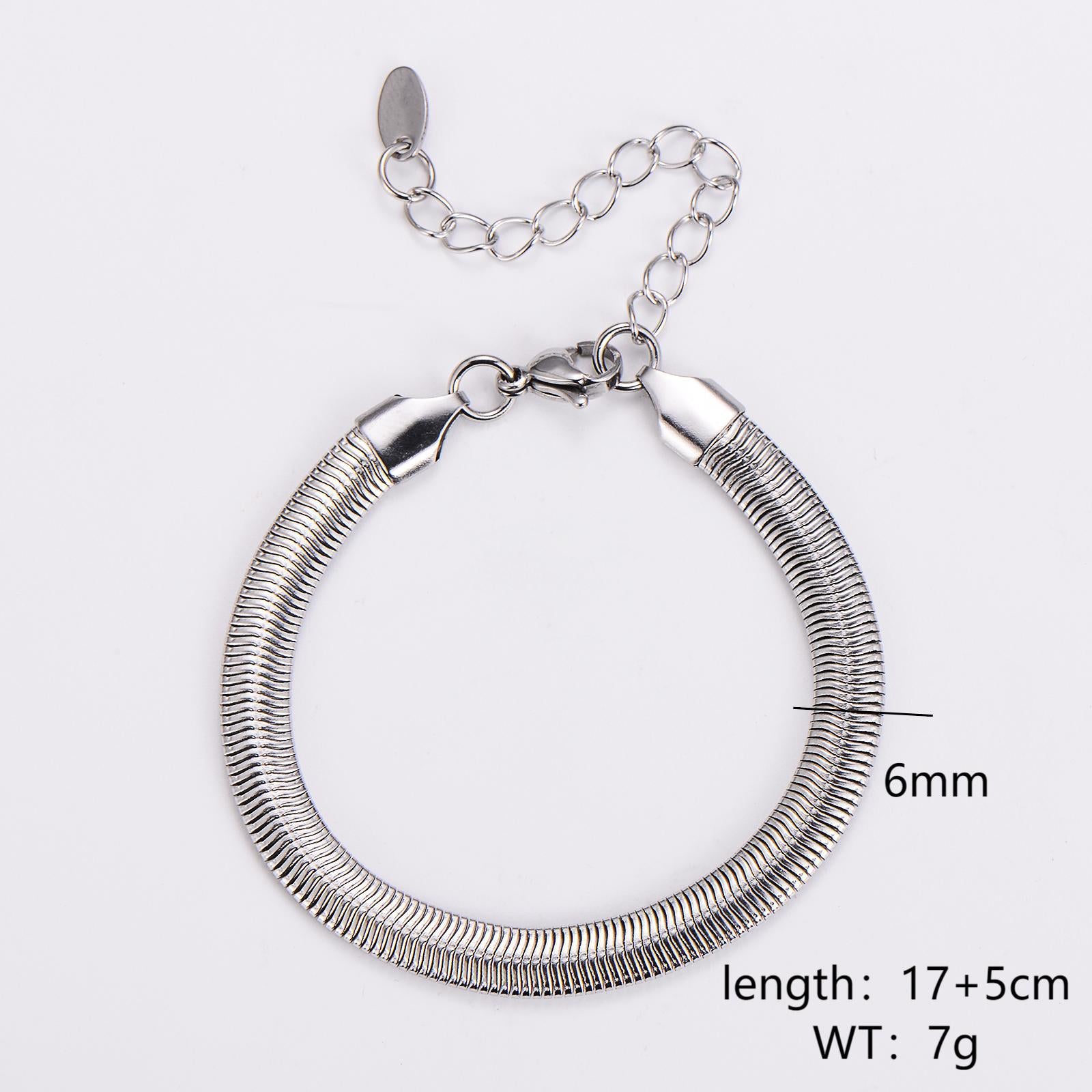 Aml Stainless Steel Snake Bone Chain Bracelet Sweater Trend Niche Simple Cold Flat Snake Chain Hip Hop
