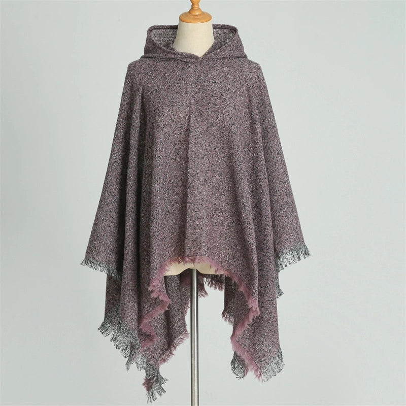 Hooded Cape Plaid Scarf Cashmere Winter Outerwear Warm Shawl New Poncho Best Seller In Europe And America Cloak