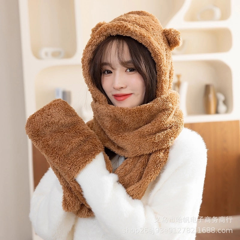 Women's Cute Solid Color Ear Warap Wool Cap