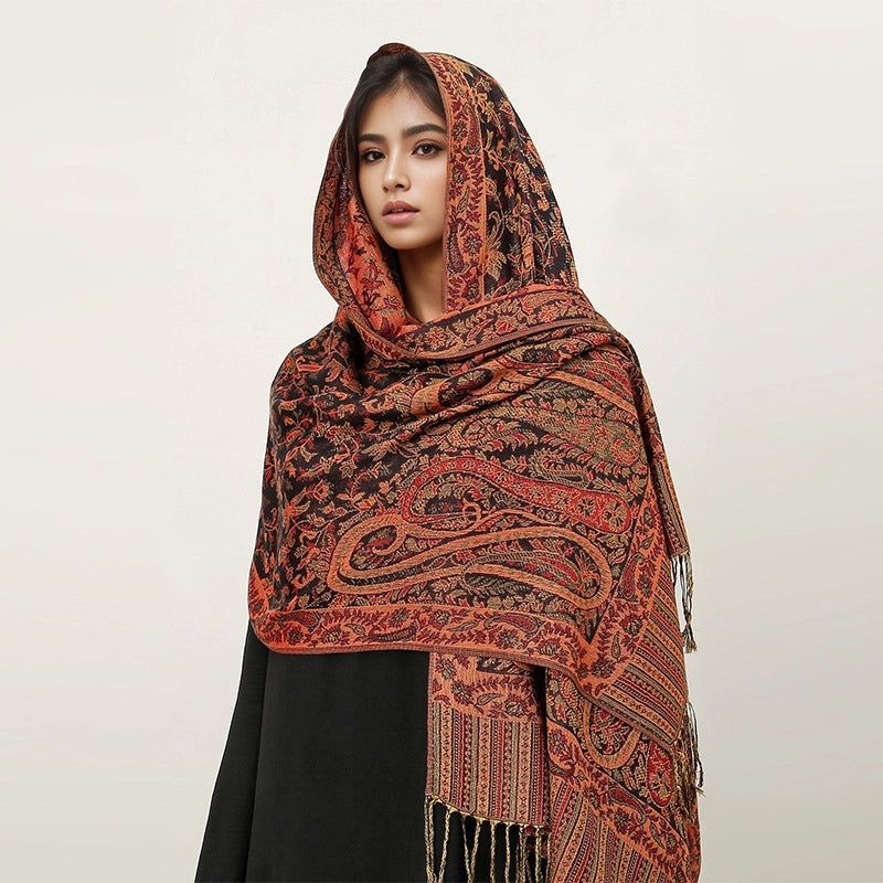 Women's Elegant Geometric Cotton Acrylic Shawl