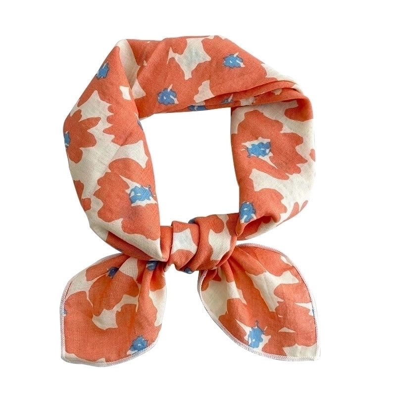 Women's Sweet Minimalist Color Block Cotton And Linen Printing Scarf