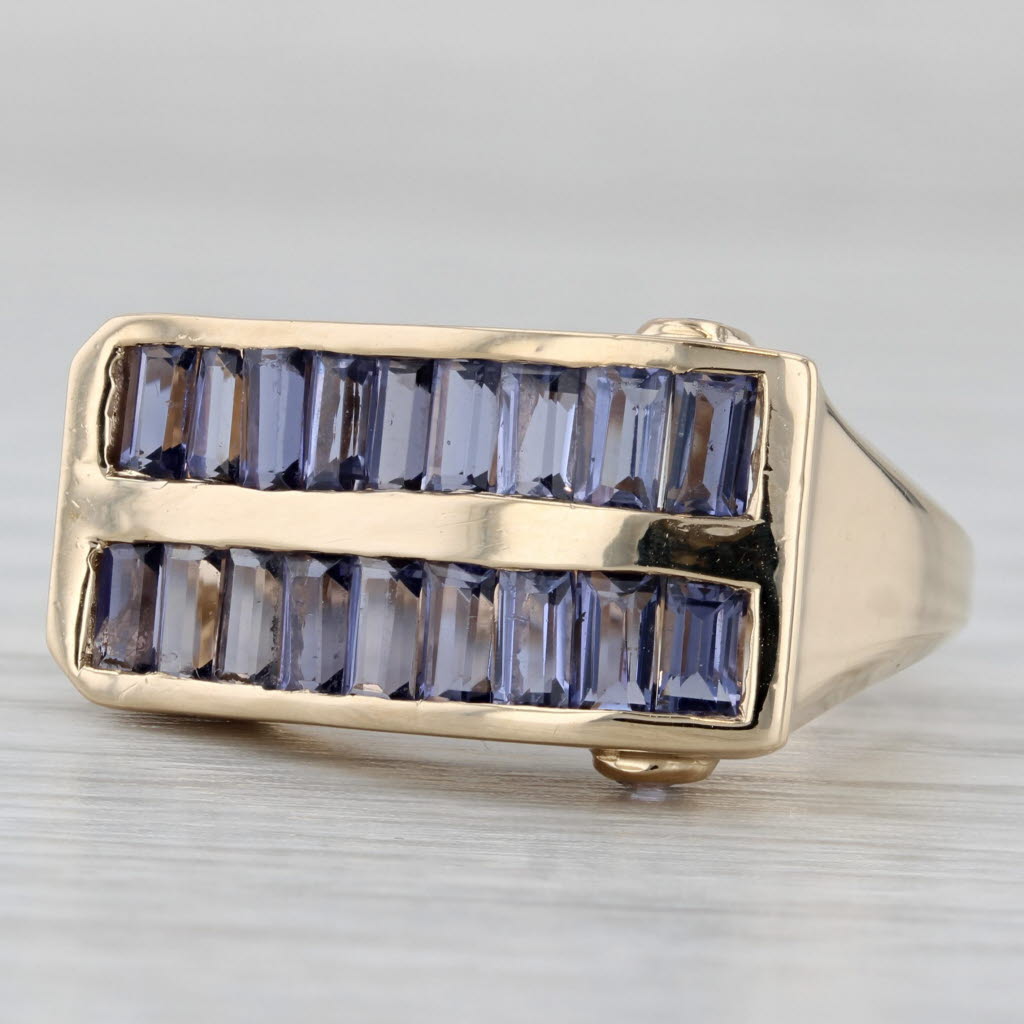1.98ctw Iolite Tanzanite Ring 14k Yellow Gold Size 7 Abstract Cocktail