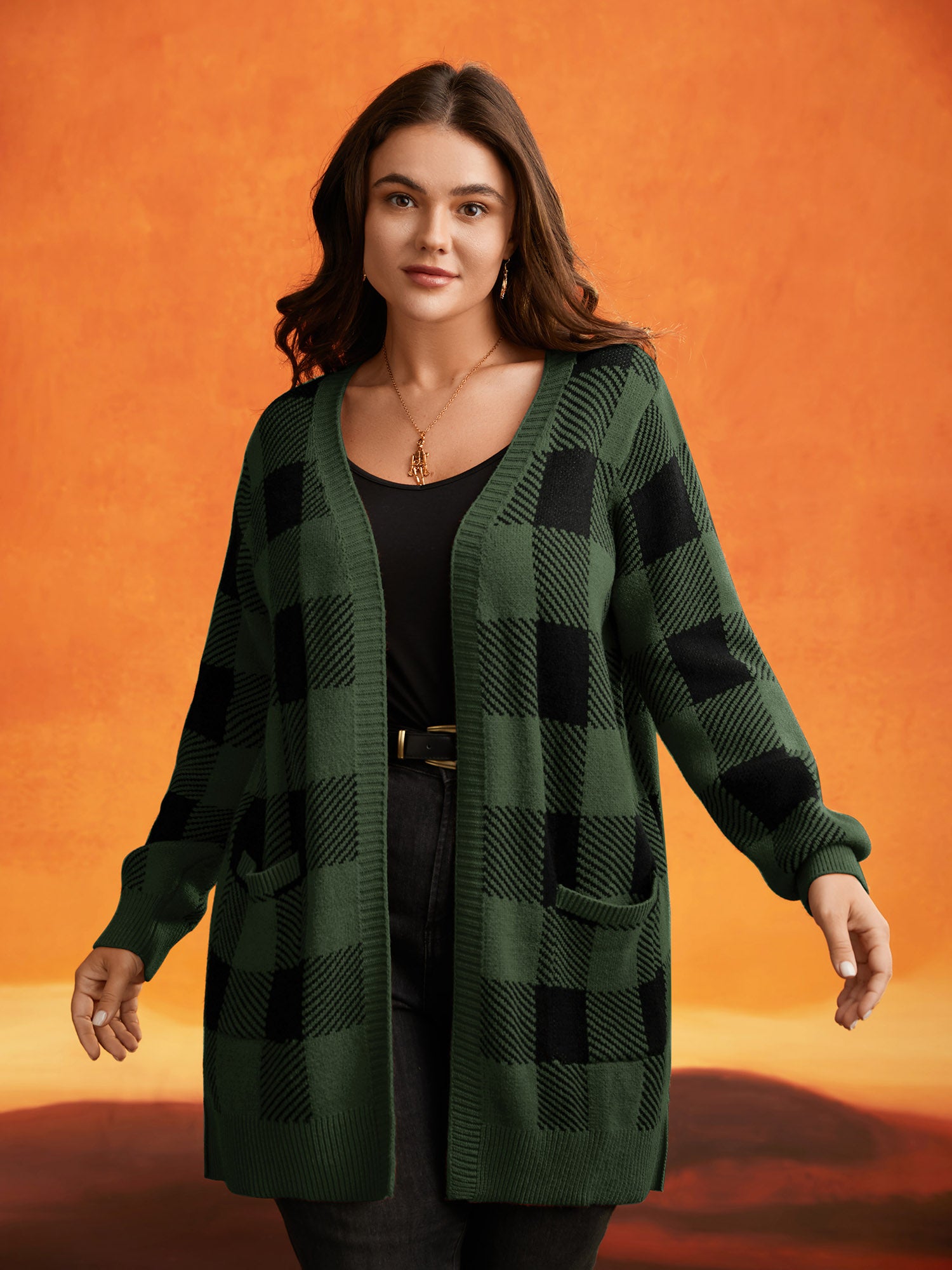 Supersoft Essentials Plaid Open Cardigan